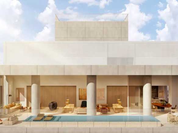 Cobertura do Epic City Home exibindo piscina externa e amplo living com design moderno.