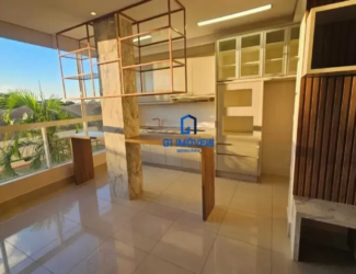 Cozinha americana integrada com varanda gourmet no Terra Mundi Parque Cascavel.