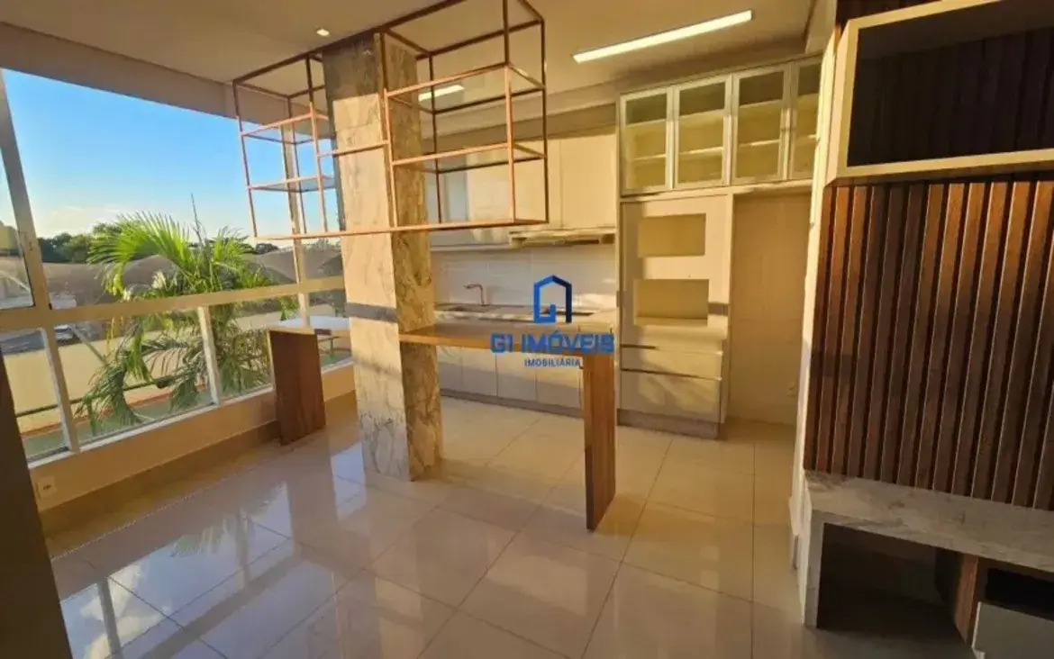 Cozinha americana integrada com varanda gourmet no Terra Mundi Parque Cascavel.