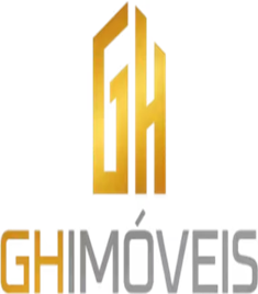 Logotipo GH Imóveis em tons de dourado e cinza, destacando serviços de consultoria imobiliária em Goiânia.