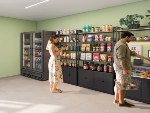 Conveniência interna e mini mercado autônomo para moradores dentro das dependências do prédio.